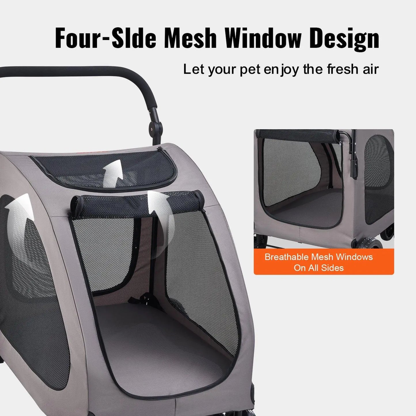 【Dealsforyoudays】Pet Stroller 4-Wheels Dog Stroller Carrier 160Lbs Weight Capacity Portable