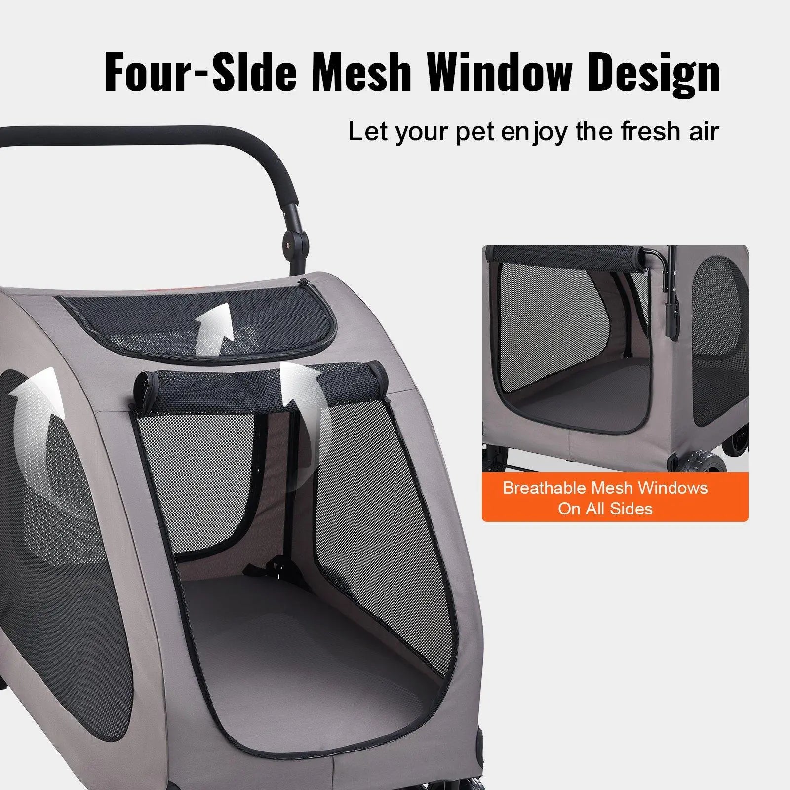 【Dealsforyoudays】Pet Stroller 4-Wheels Dog Stroller Carrier 160Lbs Weight Capacity Portable