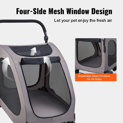 【Dealsforyoudays】Pet Stroller 4-Wheels Dog Stroller Carrier 160Lbs Weight Capacity Portable