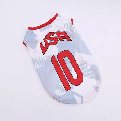 Pet Soccer Jersey Vest for Dogs & Cats, Lightweight Breathable Summer Pet Shirt, Team-Inspired Sleeveless Dog Clothes for Small Medium Pets