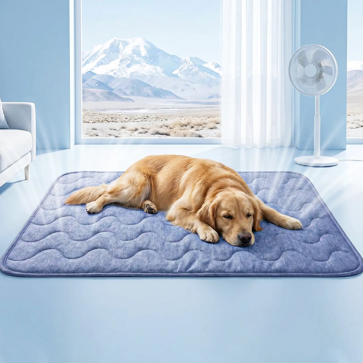 Dog Cooling Pad - Petfeet Thin & Thick Options, Q-MAX>0.4, Washable, No Gel/No Electric, Non-Slip, Nylon, Geometric & Classic Designs, Outdoor/Tile Use, Summer Crate Bed for Large Dogs Gear