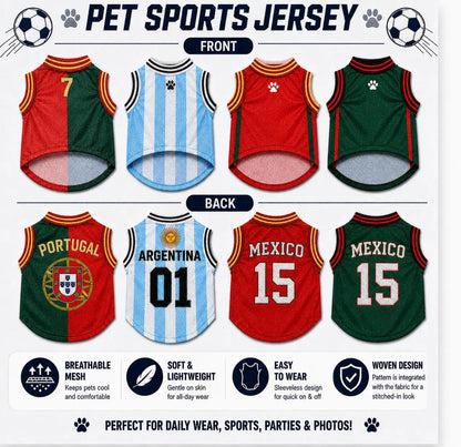 Pet Sports Jersey Shirt for Dogs and Cats, Lightweight Breathable Sleeveless Mesh Puppy Vest, Cute Soccer Style Pet Outfit for Small Medium Pets, Parties, Photos, Walks and Game Day
