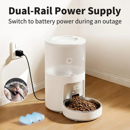 【Furlyn】4-Liter Automatic Pet Feeder with Smart Wifi App Control; Cat and Dog Feeder; Programmable Feeding; Timed and Portion-Controlled Feeding; Dual-Power Source Design to Prevent Food Jams; Pet Food Combo Pack