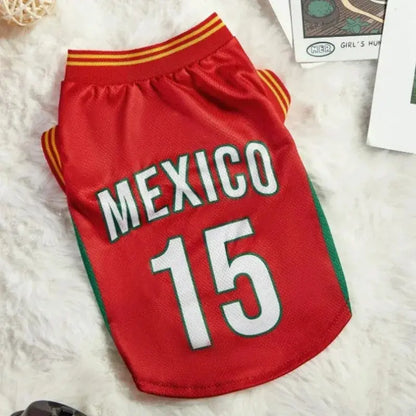 Pet Sports Jersey Shirt for Dogs and Cats, Lightweight Breathable Sleeveless Mesh Puppy Vest, Cute Soccer Style Pet Outfit for Small Medium Pets, Parties, Photos, Walks and Game Day