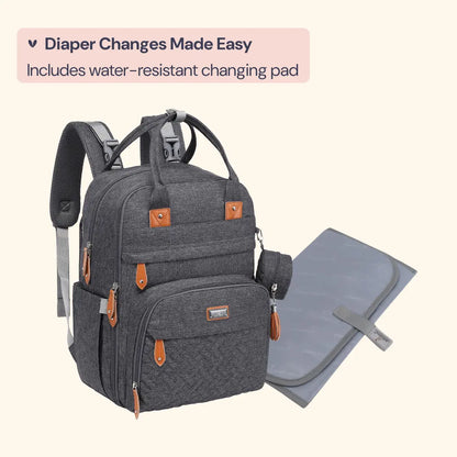 Babbleroo the Original Diaperbag | Multi-Functional Waterproof Travel Tote with Changing Pad Mommy Diaper Bags