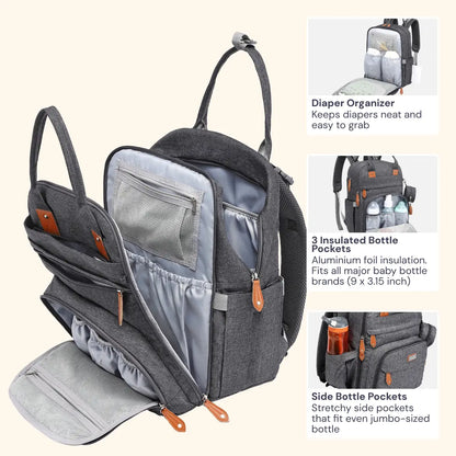 Babbleroo the Original Diaperbag | Multi-Functional Waterproof Travel Tote with Changing Pad Mommy Diaper Bags