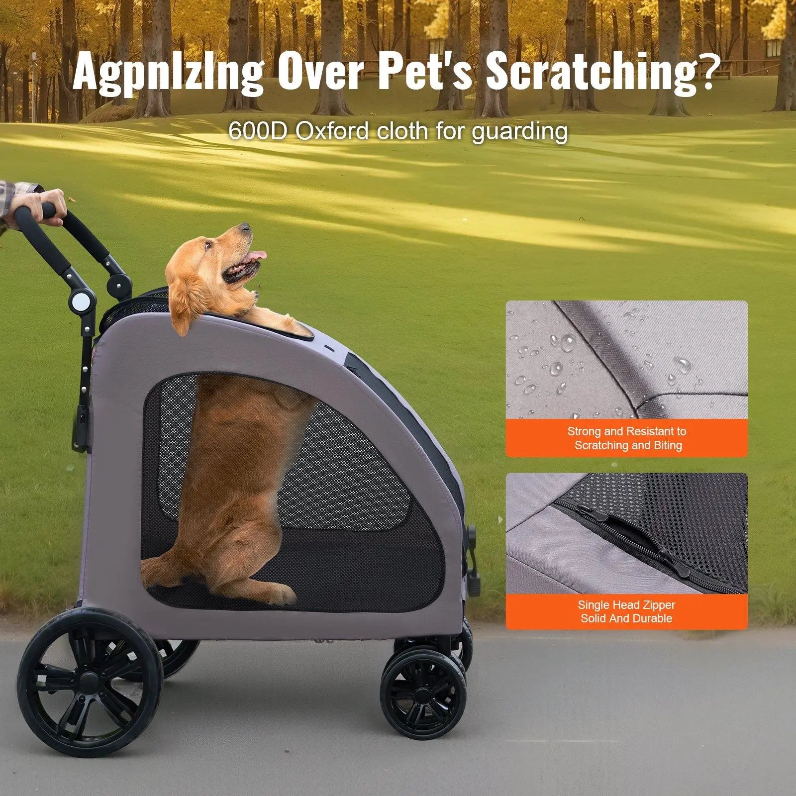 【Dealsforyoudays】Pet Stroller 4-Wheels Dog Stroller Carrier 160Lbs Weight Capacity Portable