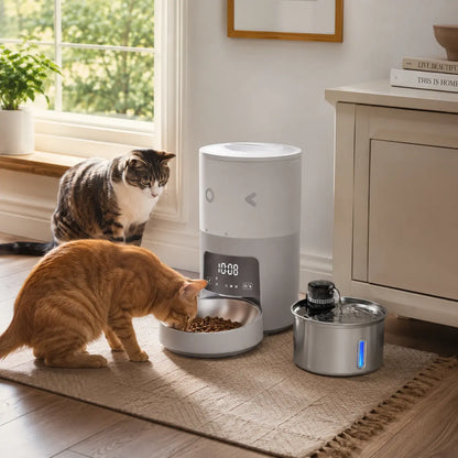 【Furlyn】4-Liter Automatic Pet Feeder with Smart Wifi App Control; Cat and Dog Feeder; Programmable Feeding; Timed and Portion-Controlled Feeding; Dual-Power Source Design to Prevent Food Jams; Pet Food Combo Pack