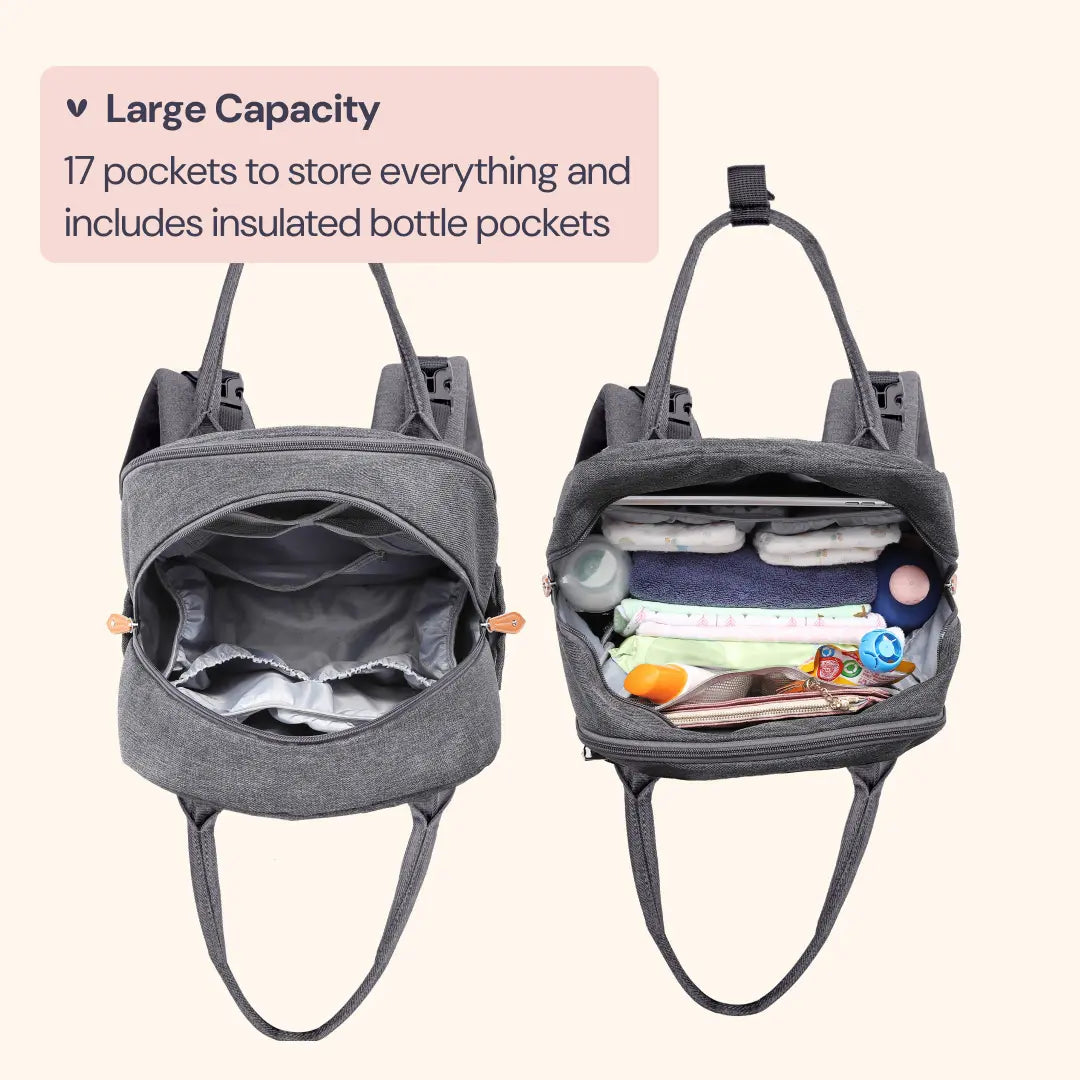 Babbleroo the Original Diaperbag | Multi-Functional Waterproof Travel Tote with Changing Pad Mommy Diaper Bags