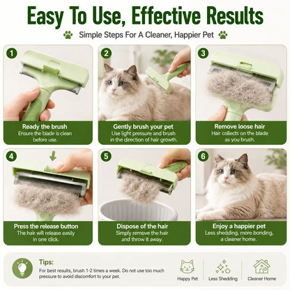 Professional Pet Deshedding Tool for Dogs & Cats, Gentle Undercoat Rake, Fast Shedding Reduction, Dematting Comb for Long Hair Pets, Cat & Dog Grooming Fur Removal Brush