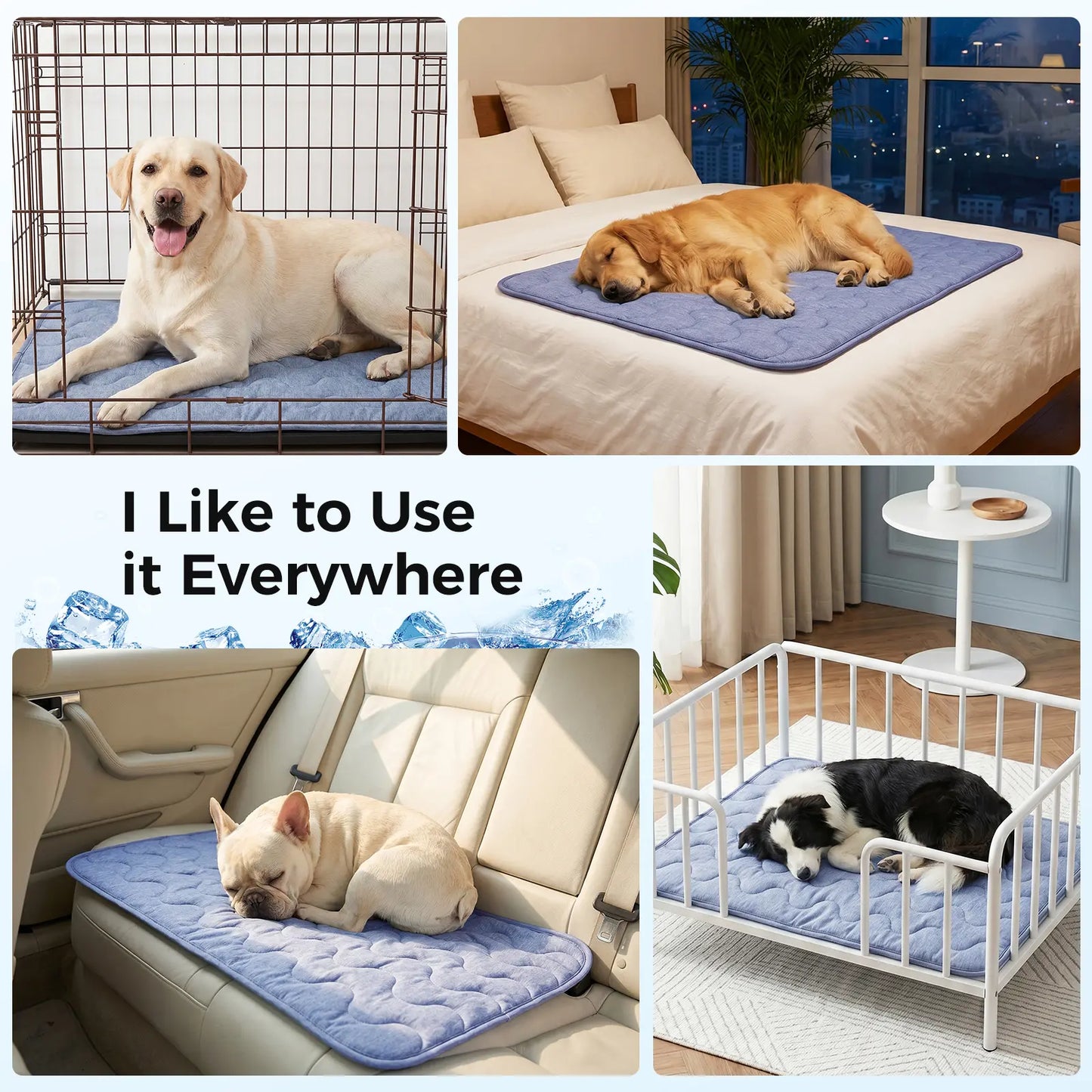 Dog Cooling Pad - Petfeet Thin & Thick Options, Q-MAX>0.4, Washable, No Gel/No Electric, Non-Slip, Nylon, Geometric & Classic Designs, Outdoor/Tile Use, Summer Crate Bed for Large Dogs Gear