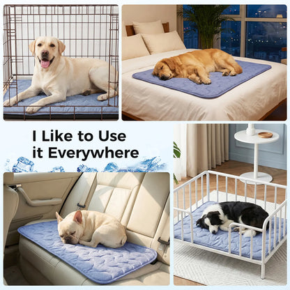 Dog Cooling Pad - Petfeet Thin & Thick Options, Q-MAX>0.4, Washable, No Gel/No Electric, Non-Slip, Nylon, Geometric & Classic Designs, Outdoor/Tile Use, Summer Crate Bed for Large Dogs Gear