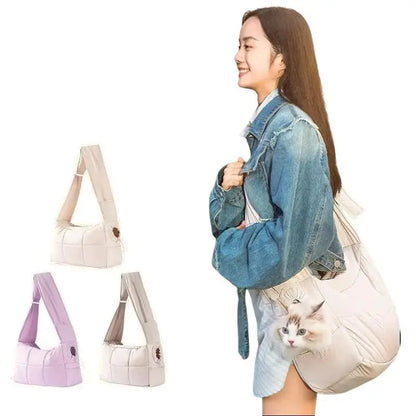 Sporty Crossbody Pet Sling Carrier in Breathable Mesh Fabric for Small Dogs & Cats, Lightweight with Hook and Loop Closure for Park Walks