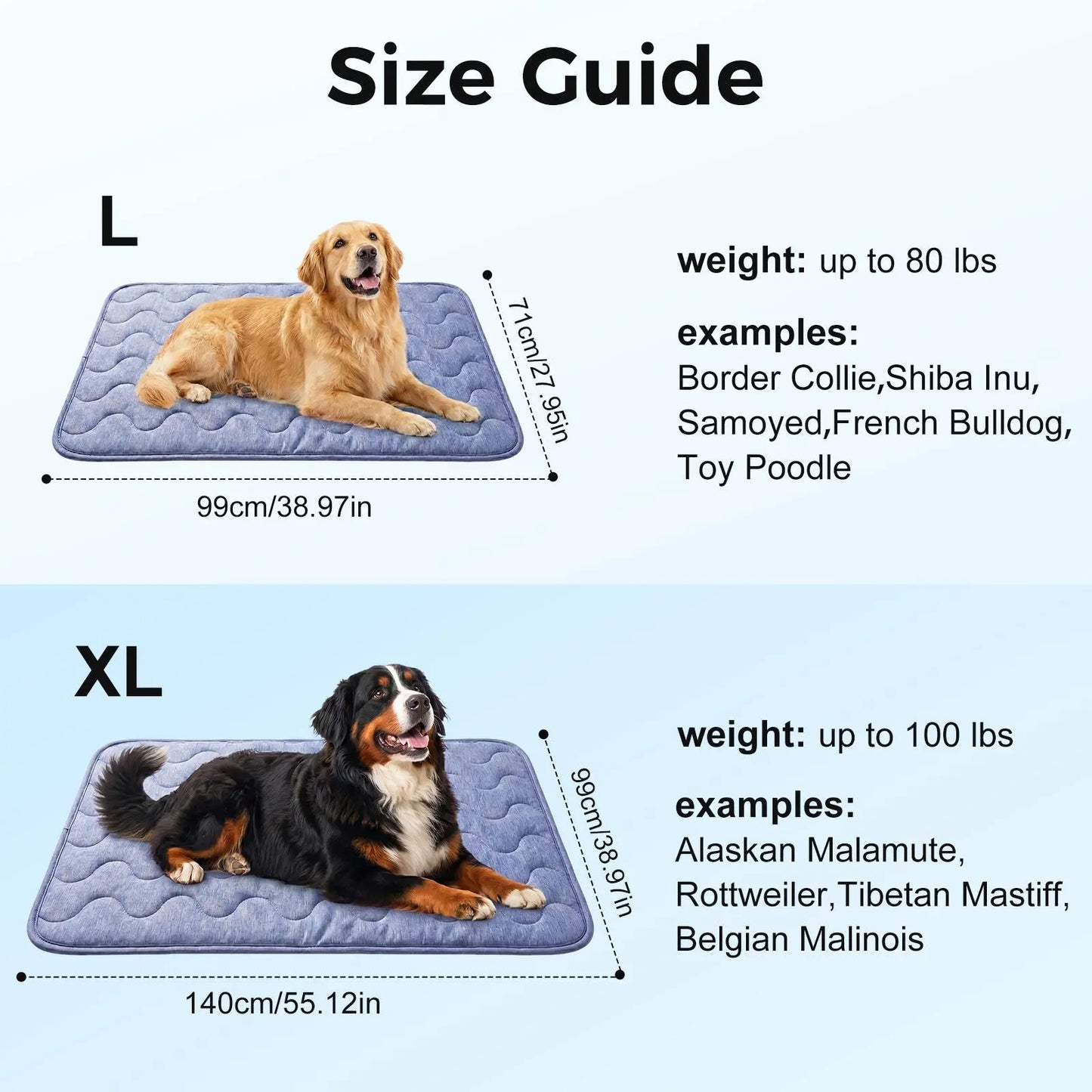 Dog Cooling Pad - Petfeet Thin & Thick Options, Q-MAX>0.4, Washable, No Gel/No Electric, Non-Slip, Nylon, Geometric & Classic Designs, Outdoor/Tile Use, Summer Crate Bed for Large Dogs Gear