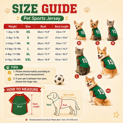 Pet Sports Jersey Shirt for Dogs and Cats, Lightweight Breathable Sleeveless Mesh Puppy Vest, Cute Soccer Style Pet Outfit for Small Medium Pets, Parties, Photos, Walks and Game Day