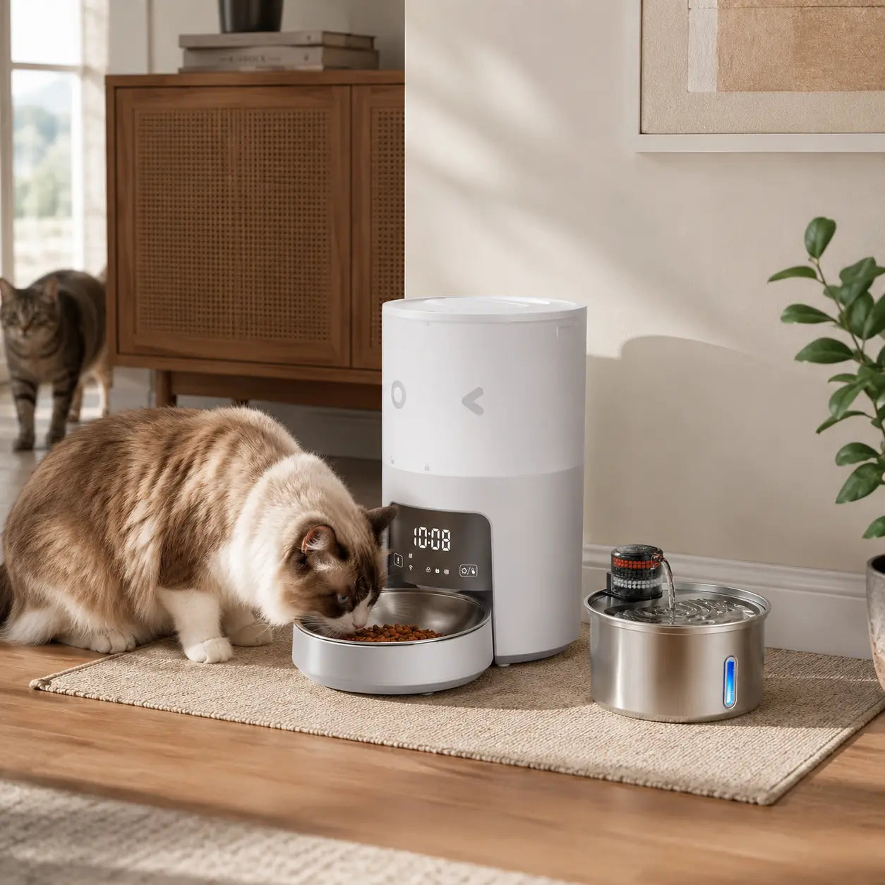 【Furlyn】4-Liter Automatic Pet Feeder with Smart Wifi App Control; Cat and Dog Feeder; Programmable Feeding; Timed and Portion-Controlled Feeding; Dual-Power Source Design to Prevent Food Jams; Pet Food Combo Pack